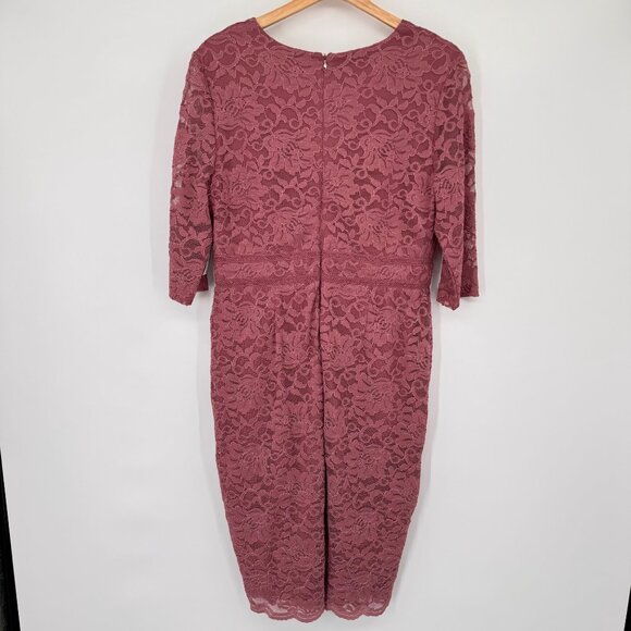 Talia Sodi Mauve Lace 3/4 Sleeve Midi Dress V-Neck size Medium New $89 - Picture 11 of 15